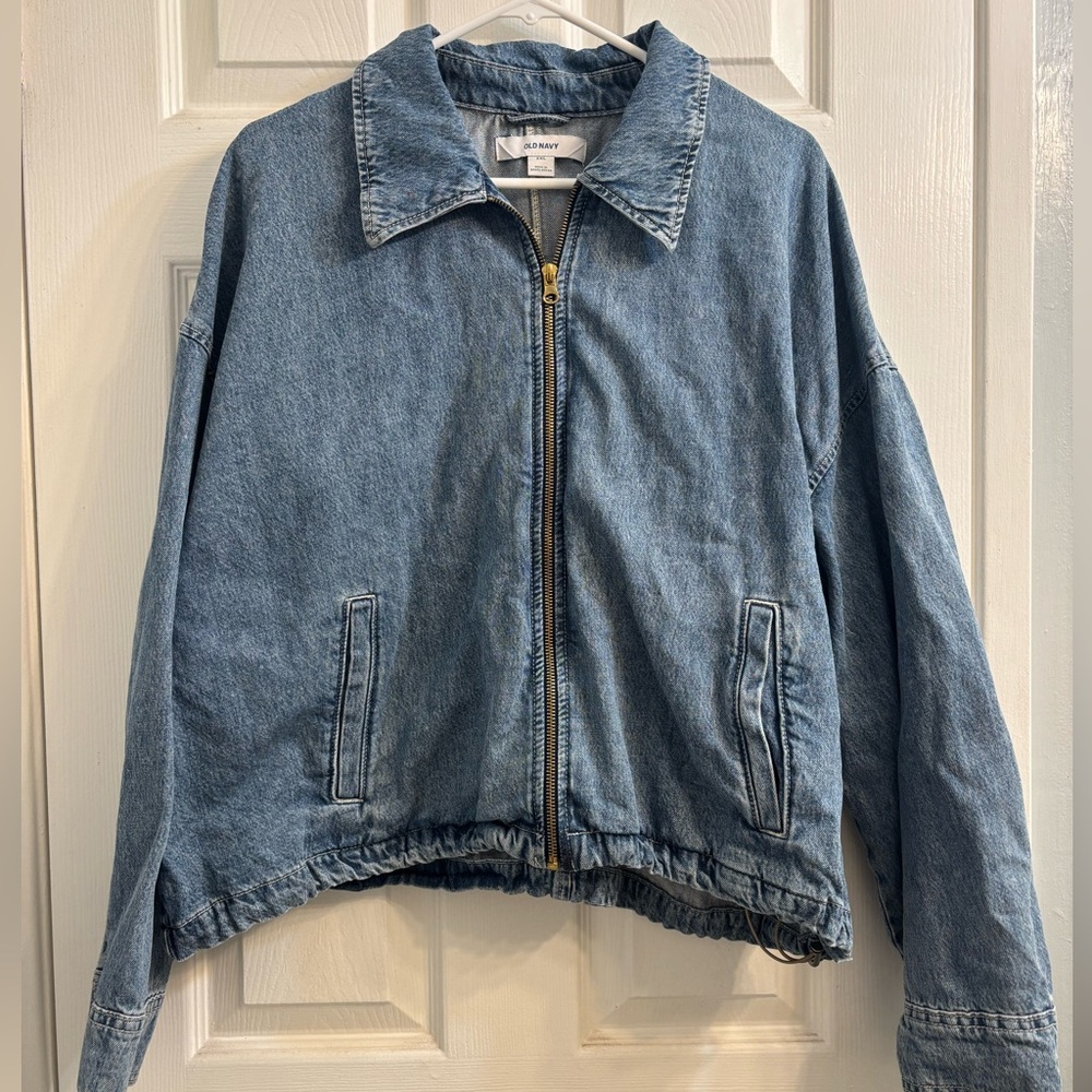 Old Navy Light Blue Zip-Front Denim Jacket